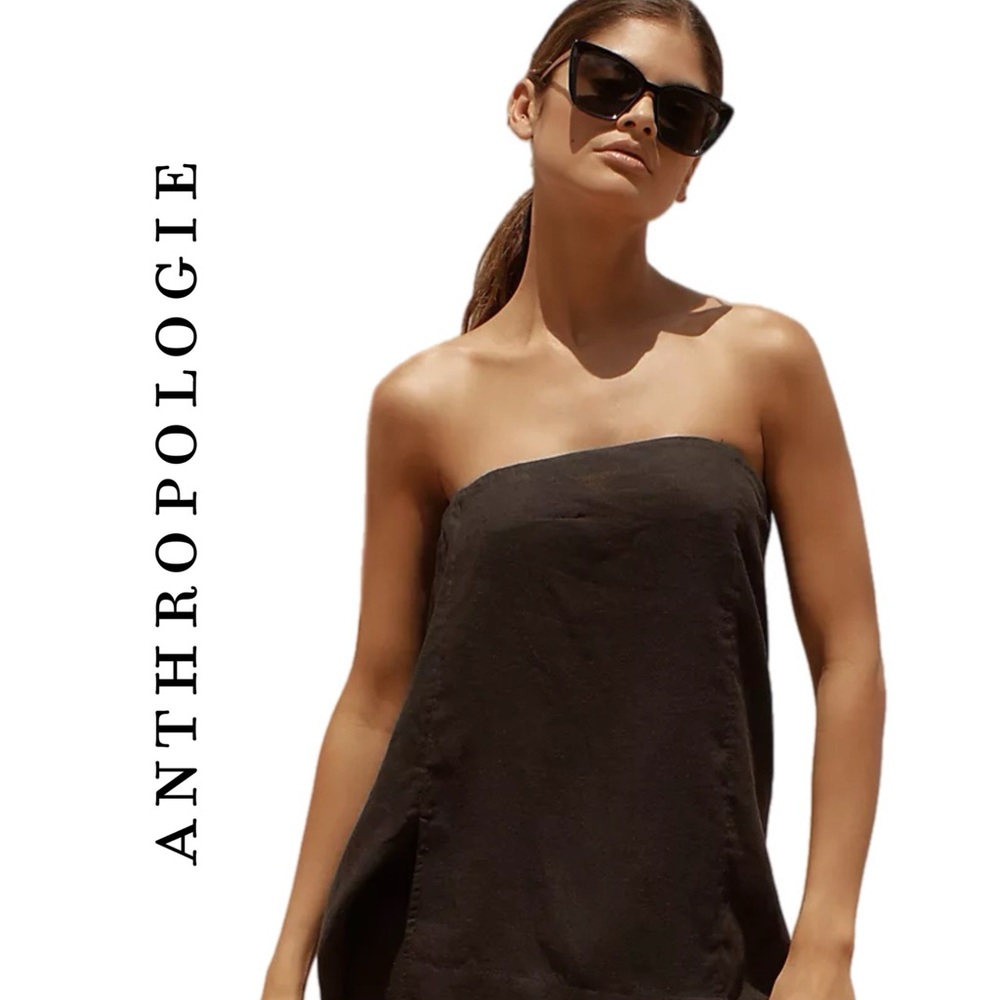Anthropologie Strapless Linen Top